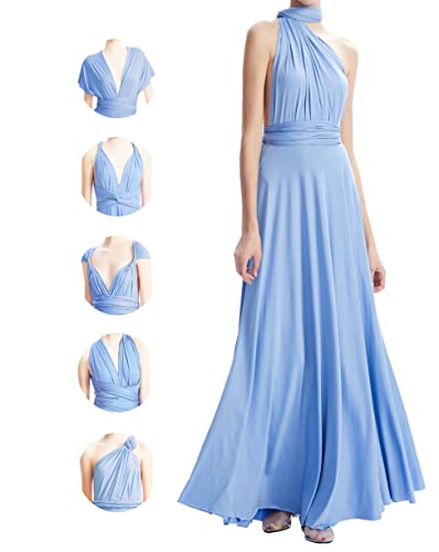 Women's Multiway Dresses,Dusty Blue Infinity Convertible Bridesmaid Dresses,Transformer Twist Wrap Long Maxi Dresses Gown