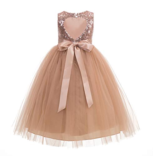 Heart Cutout Sequin Flower Girl Dress Girls Tulle Dresses Wedding Bridesmaid Dress 172seq 10