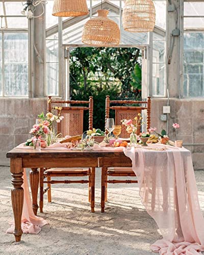 10Ft Light Peach Sheer Chiffon Table Runner