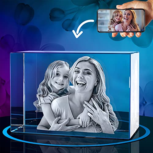 ArtPix 3D Crystal Photo, Personalized Mothers Day Gifts With Your Own Photo for Him, Her, Mom, Dad, 3D Laser Etched Picture, Engraved Crystal, Customized Memorial Anniversary Couples Gifts