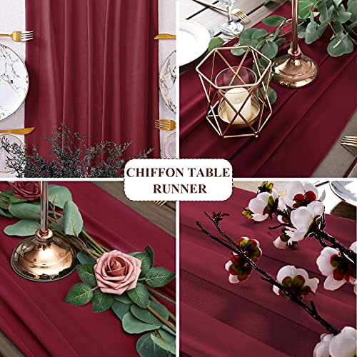 10 pc 10ft Burgundy Chiffon Table Runner